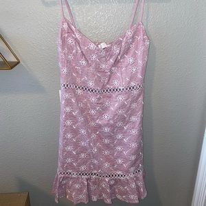 Lavender Bustier Dress with Floral Embroidery